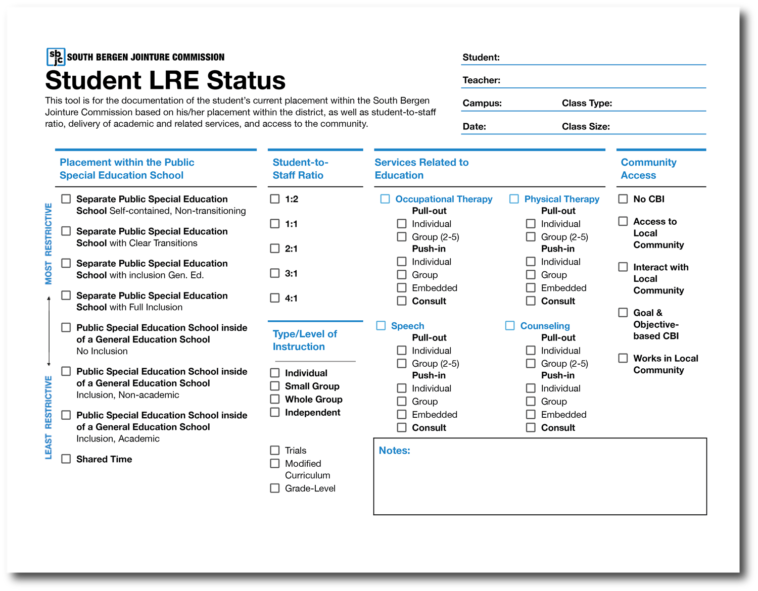 SBJC's LRE Continuum Tool